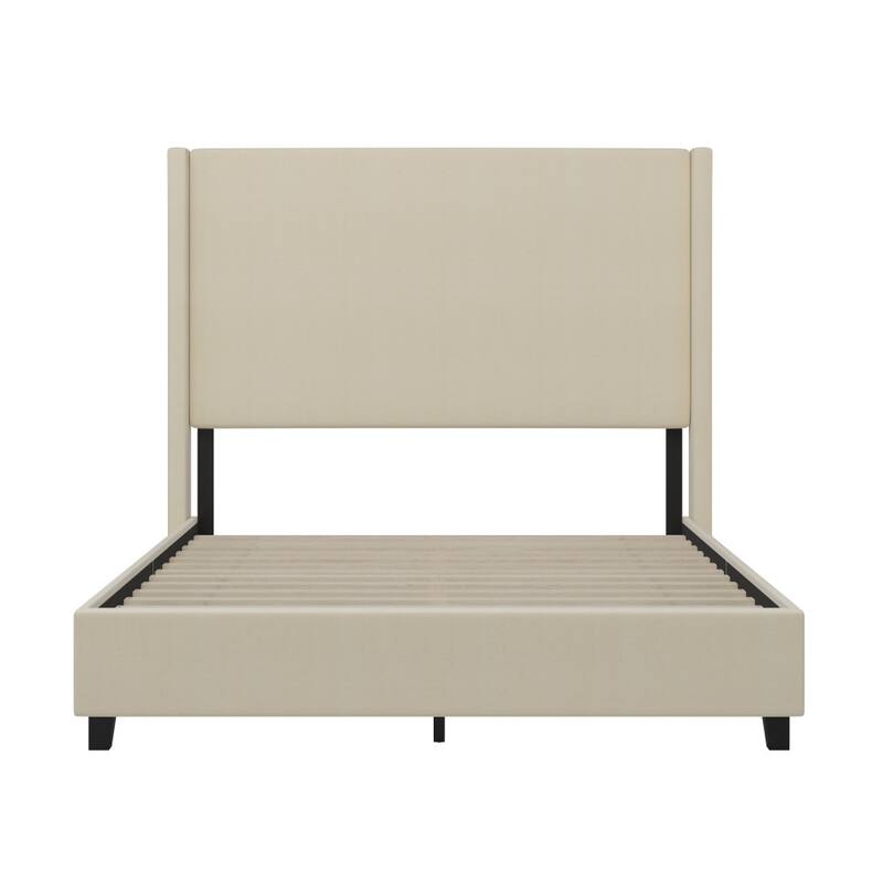 Upholstered Platform Bed with Channel Stitched Headboard