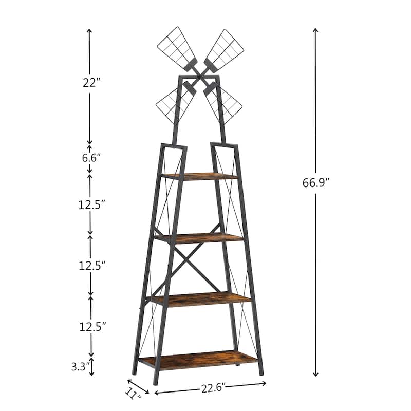 4-Tier Narrow Book Shelf, Bookcase with Metal Frame