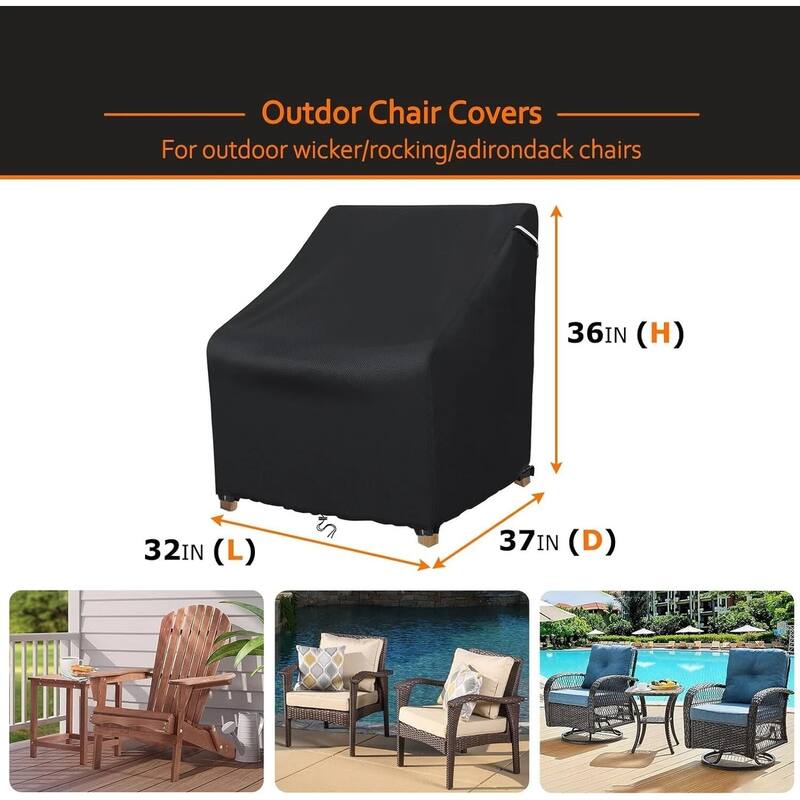 Black Water-Resistant Chair Cover -Fit for Indoor/Outdoor Use - 32"Lx37"Wx36"H