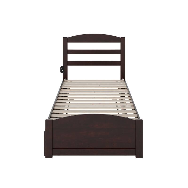 Warren Solid Wood Platform Bed with Footboard and Twin XL Trundle