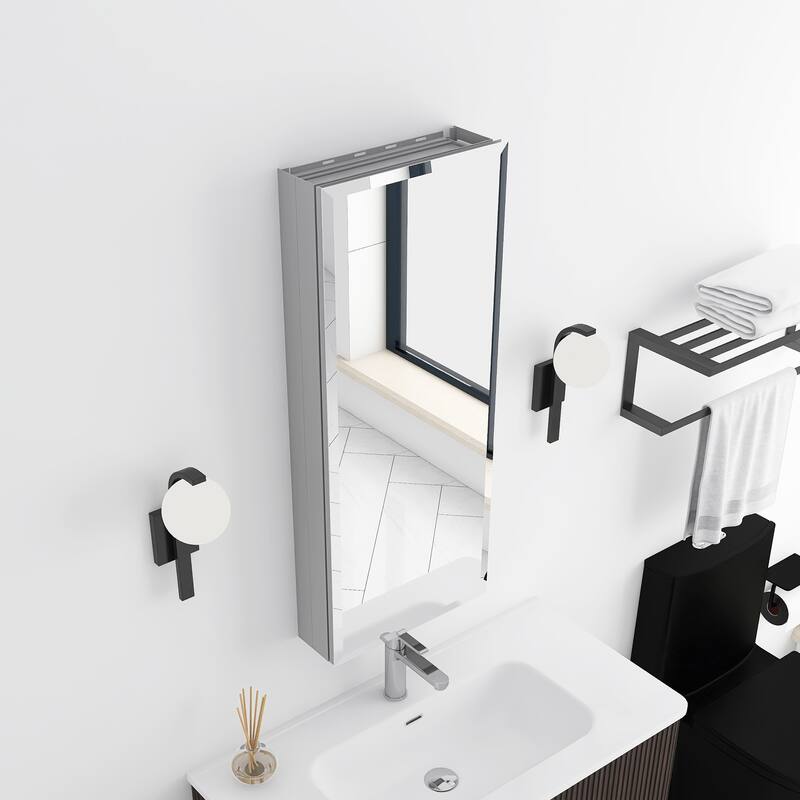 Rectangular Aluminum Medicine Cabinet with Mirror