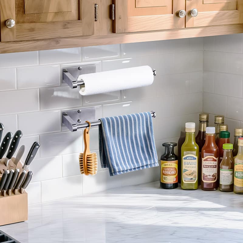 WOWOW Two-Piece Wall-Mounted Stainless Steel Paper Towel Holder