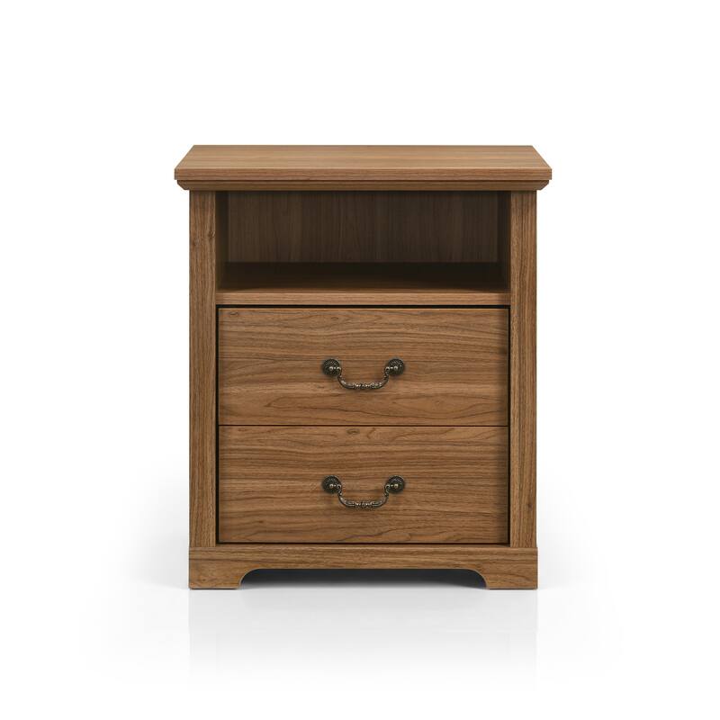 247 Shop At Home Marie 2-Drawer Nightstand with Open Storage Shelf