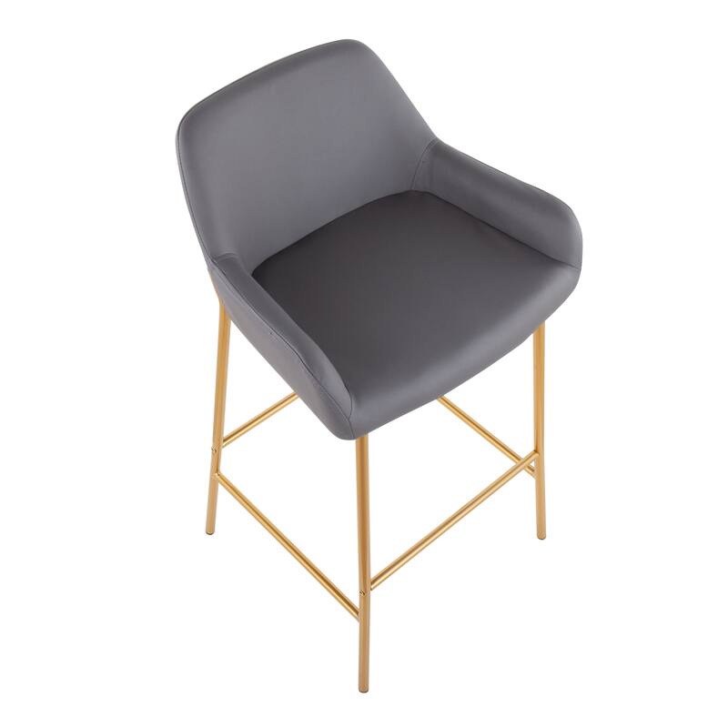 Silver Orchid Galotti Gold Fixed-Height Upholstered Bar Stool - Set of 2