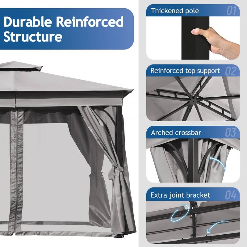 10x12 Outdoor Gazebo Tent with Double Roofs