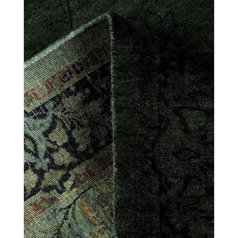 Overton Hand Knotted Wool Vintage Inspired Modern Contemporary Overdyed Black Runner Rug - 2' 6" x 11' 10"