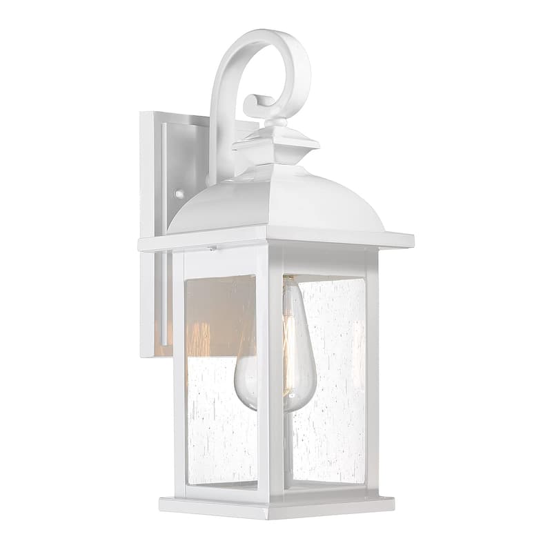 21 Inch Outdoor Wall Lantern Lights,Seeded Glass Shade - White