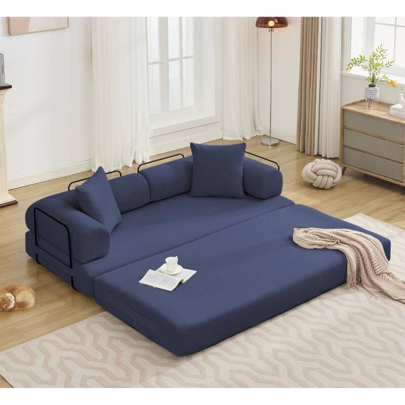 78.5" 4-in-1 Folding Convertible Out King Size Sleeper Sofa Bed