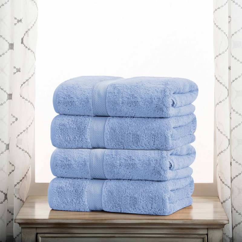 Superior Egyptian Cotton Pile Heavyweight Bath Towel Set of 4 - Light Blue