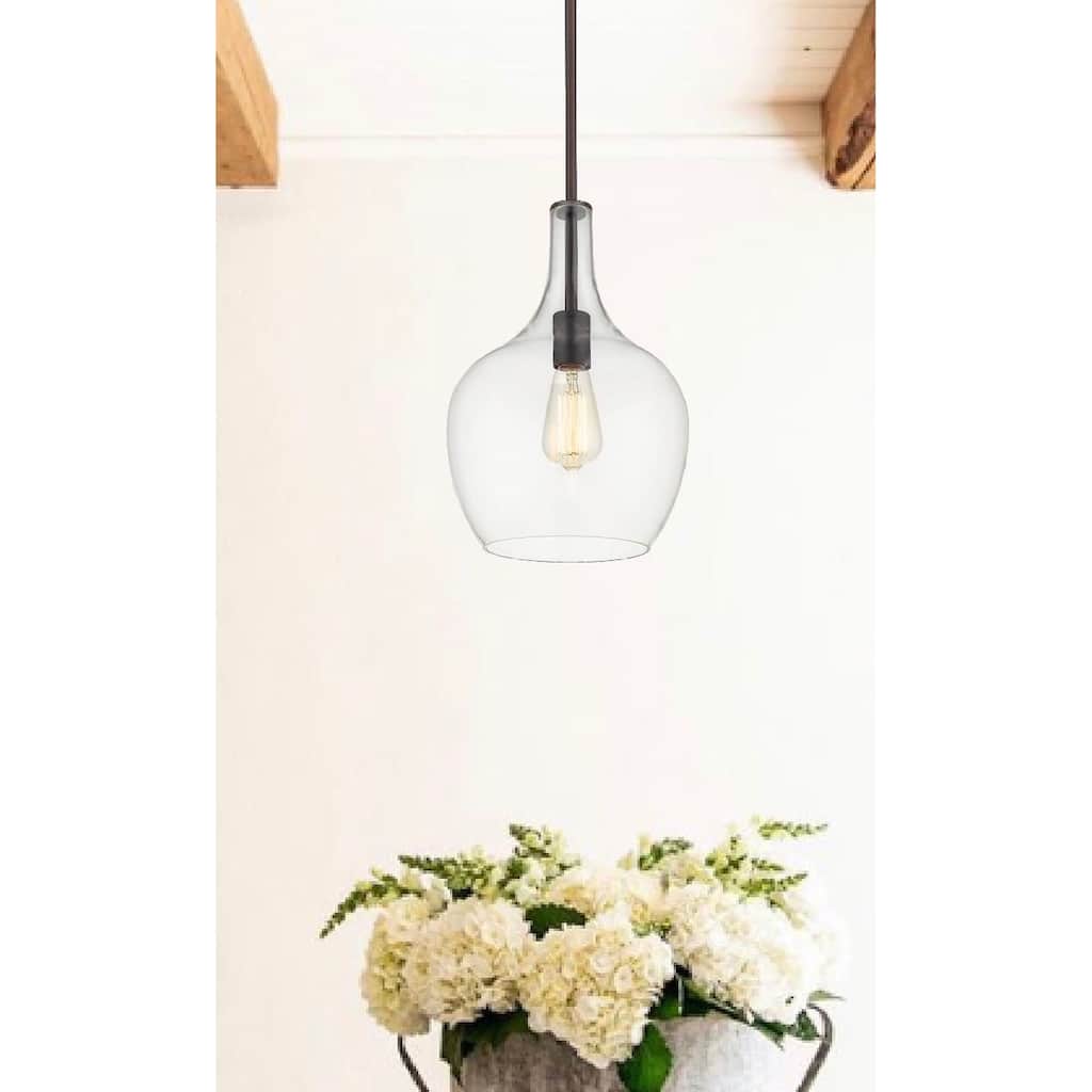 Retro Modern Clear Glass Mini Pendant in Oiled Bronze ORB
