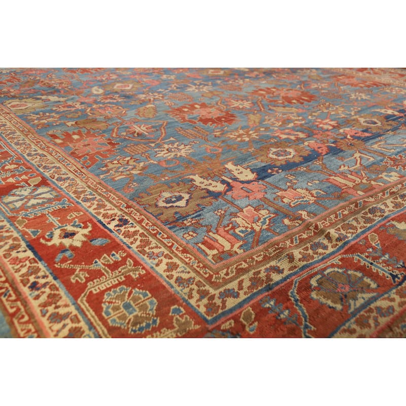 Vegetable Dye Heriz Bakhshayesh Persian Area Rug Handmade Wool Carpet - 9'3" x 10'9" - 9'3" x 10'9" - Blue