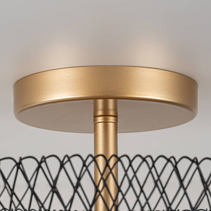 Matte Black Gold LED Flush Mount Ceiling Light with Reticulate Frame - 1