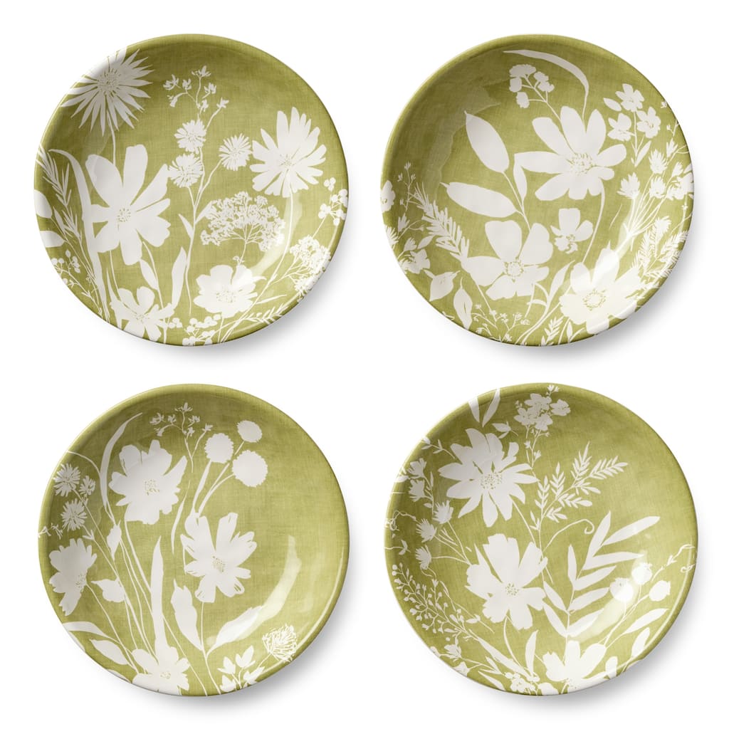 Certified International Wildflowers 9" Soup/Cereal Bowls, Set of 4 Assorted Designs - 9.00"L x 9.00"W x 2.00"H