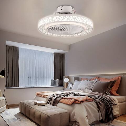 Invisible Acrylic Concealed Metal Ceiling Fan Dimmable with Remote - 23''