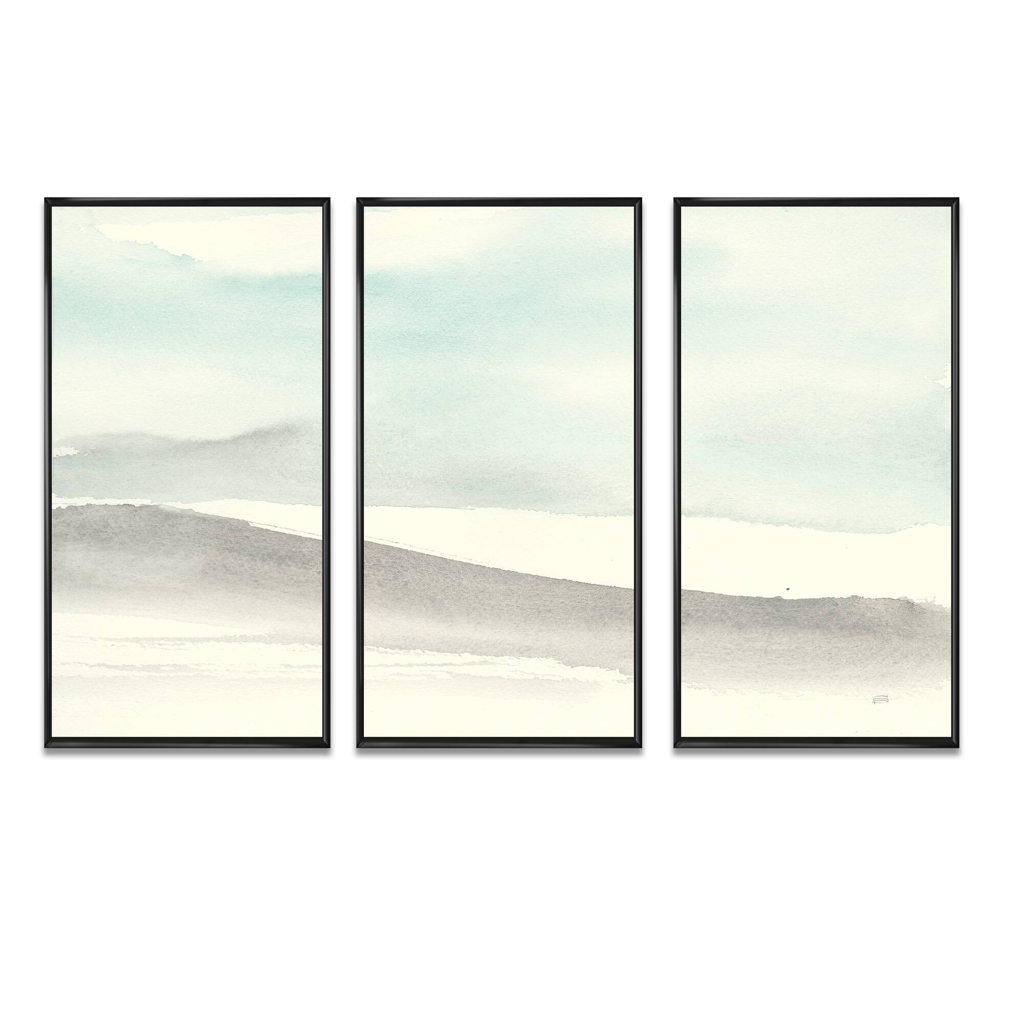Designart "minimal geometric Zen I" Modern & Contemporary Framed Canvas Wall Art Set of 3 4