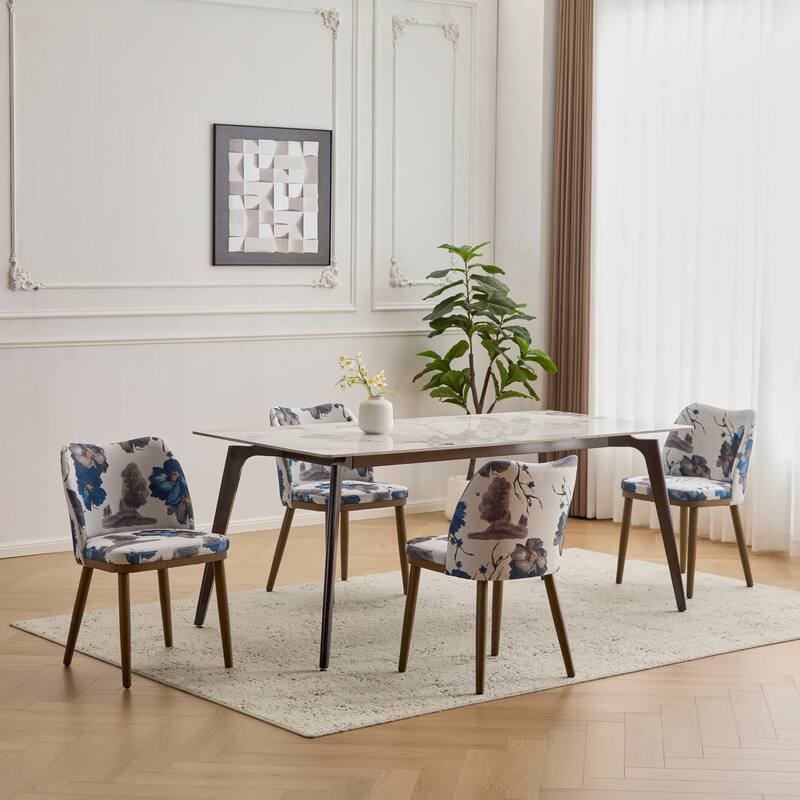 Christopher Knight Home - Odessa Solid Wood Upholstered Mid-Century Dining Chair - Multi (4)