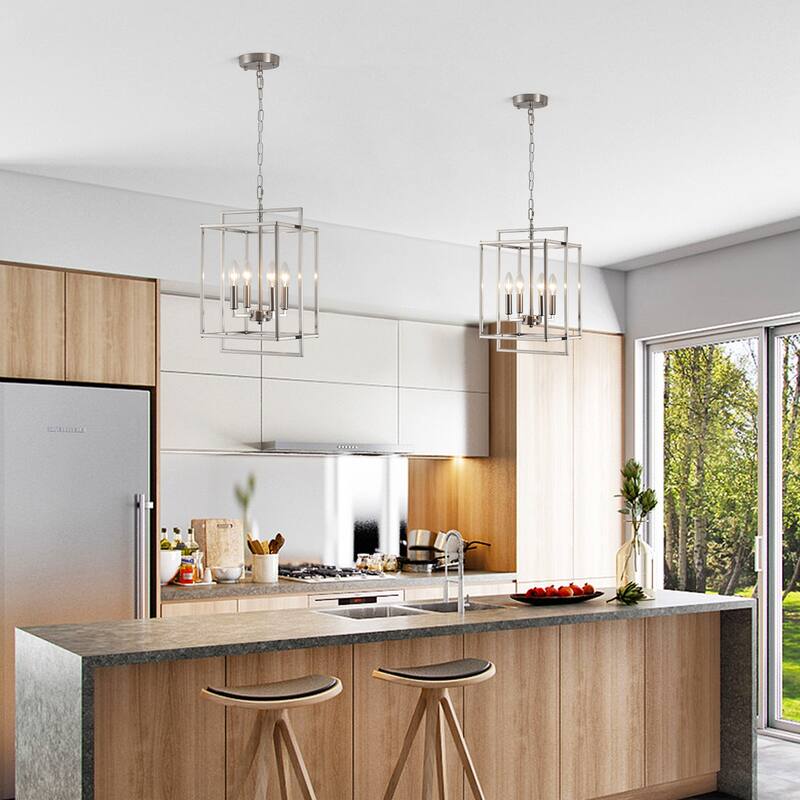 10.82inch Modern Cage 4-light Height Adjustable Metal frame chandelier for multiple spaces