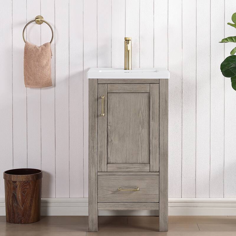 Gela Single Sink Bath Vanity with Drop-In Ceramic Basin without Mirror