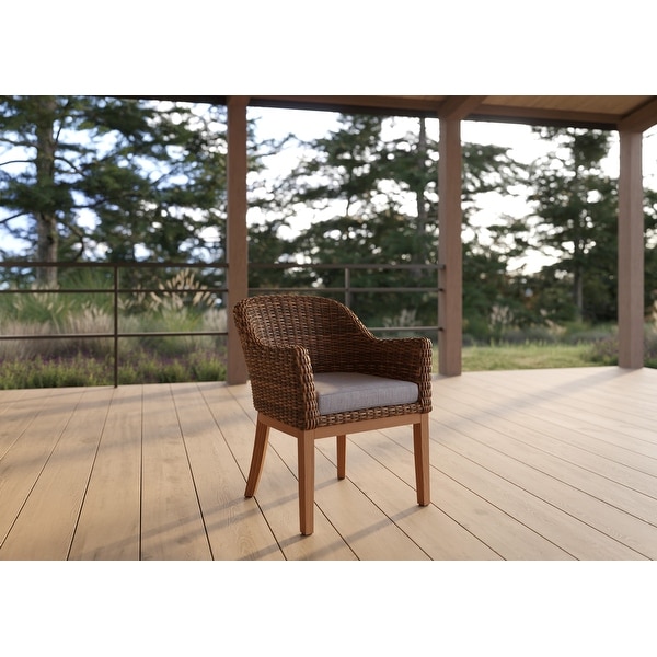 Winston Truss Natural Teak with Vintage Earth Woven Side Chair