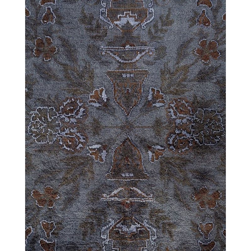 Overton Hand Knotted Wool Vintage Inspired Modern Contemporary Overdyed Gray Area Rug - 8' 2" x 10' 5"