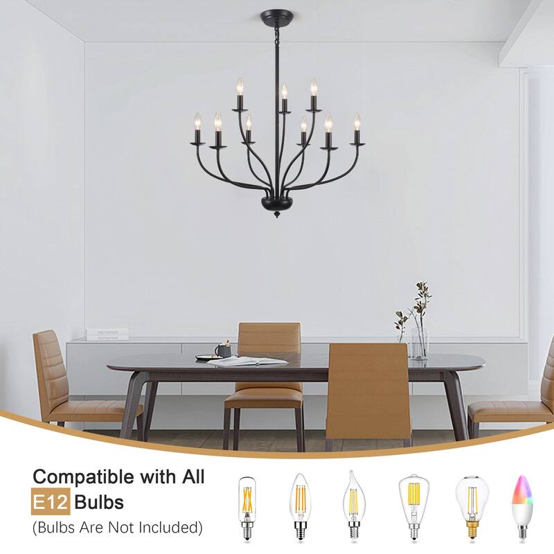 9-Light Candlestick Hanging Linear Chandelier Lighting 2-Tier Ceiling Light Fixture for Kitchen Island