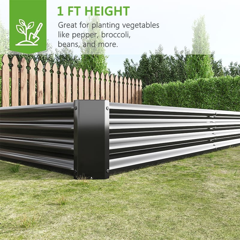 Outdoor Galvanized Metal Raised Garden Bed Kit - 7.6 x 3.7 x 1 ft