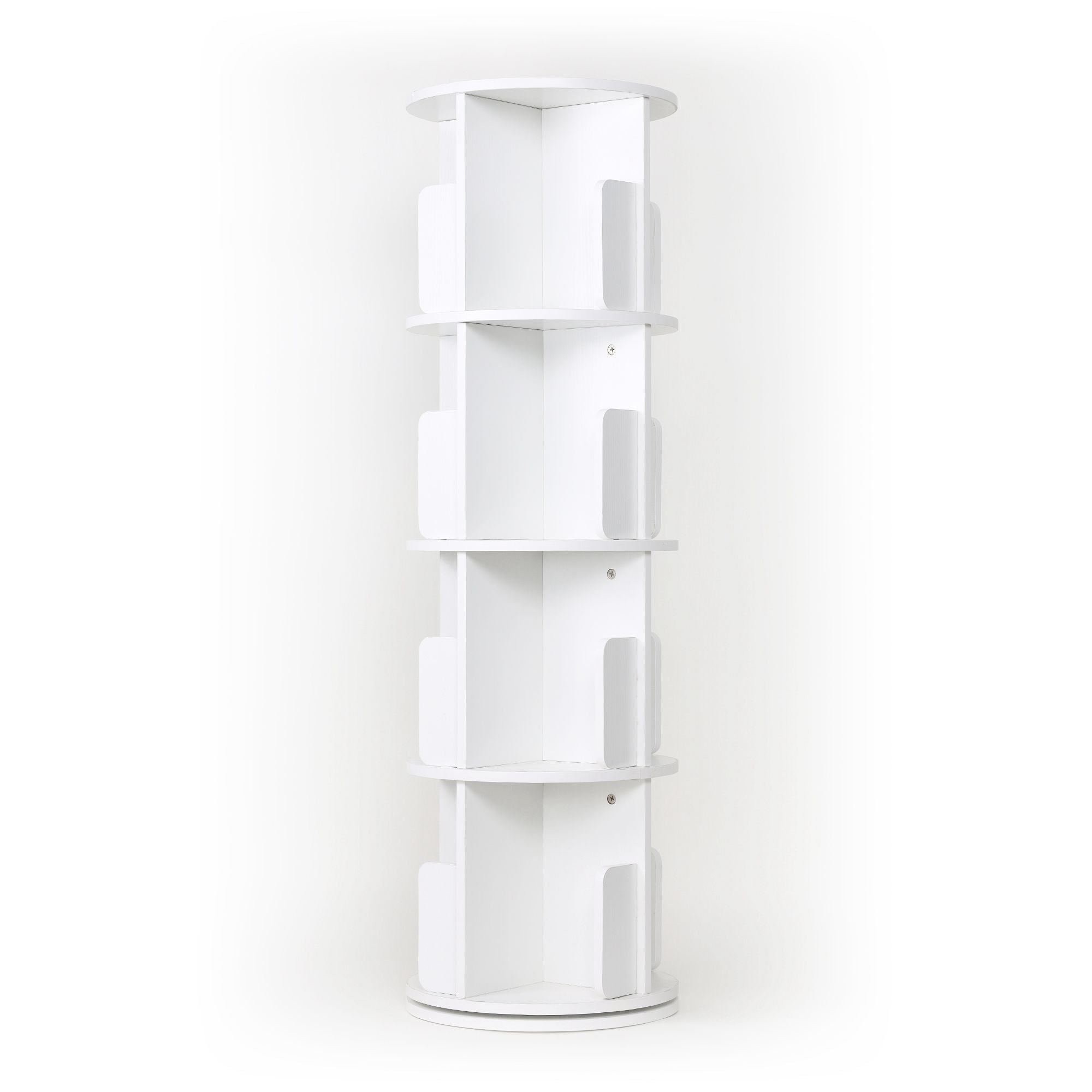 White 4-sided Revolving Media Storage Bookcase Rotating Bookshelf - Bed  Bath & Beyond - 31706439