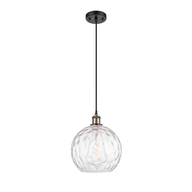 Innovations Lighting Ballston Athens Water Glass 1 Light 10" Cord Hung Mini Pendant - Black Antique Brass