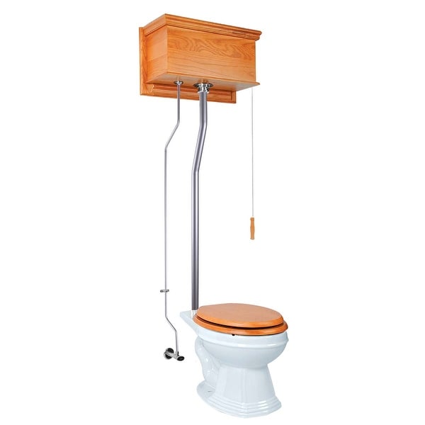 High Tank Toilets Light Oak Flat Tank Elongated High Tank Toilet