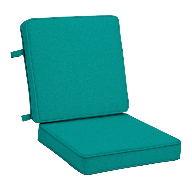 ARDEN Foam Outdoor Double Welted Dining Chair Cushion, 20 x 20 - Heathered Teal Woven Solid