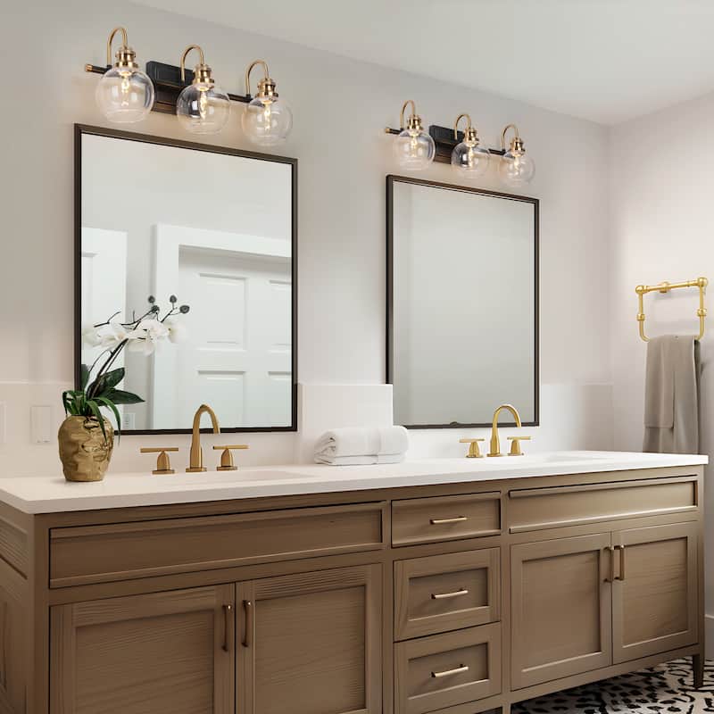 Modern Black Gold Bathroom Vanity Lights Globe Glass Wall Sconce