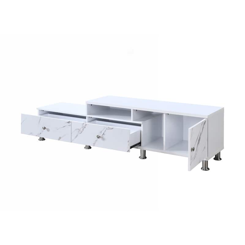 Stylish Faux Marble TV Stand with Multiple Storage Options for Living Room