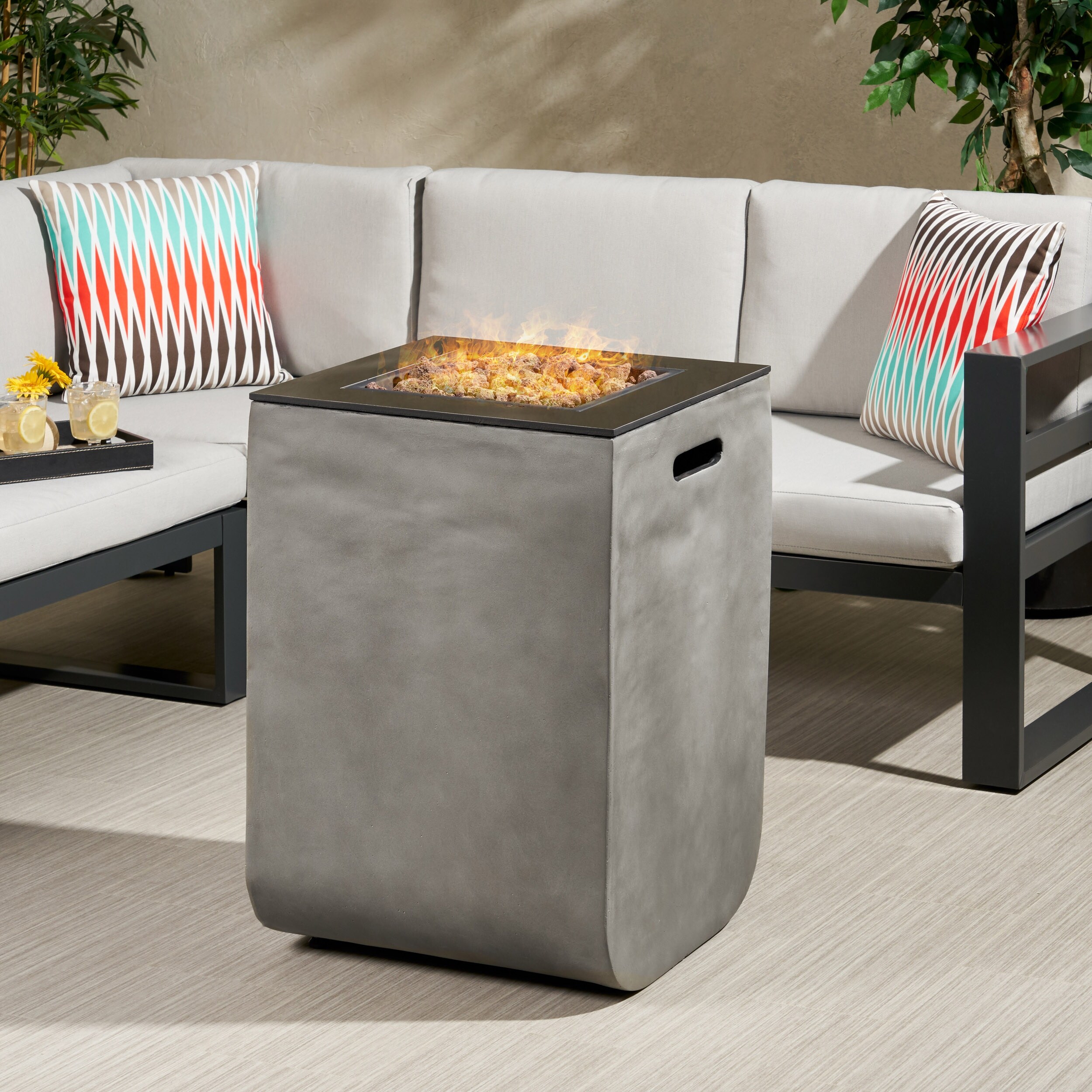 Ainsley outdoor modern concrete propane fire sales pit table