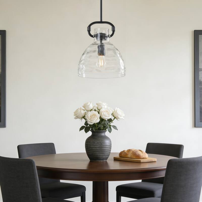 Skystar 1 - Light Single Pendant With Clear Hammered Glass Shade