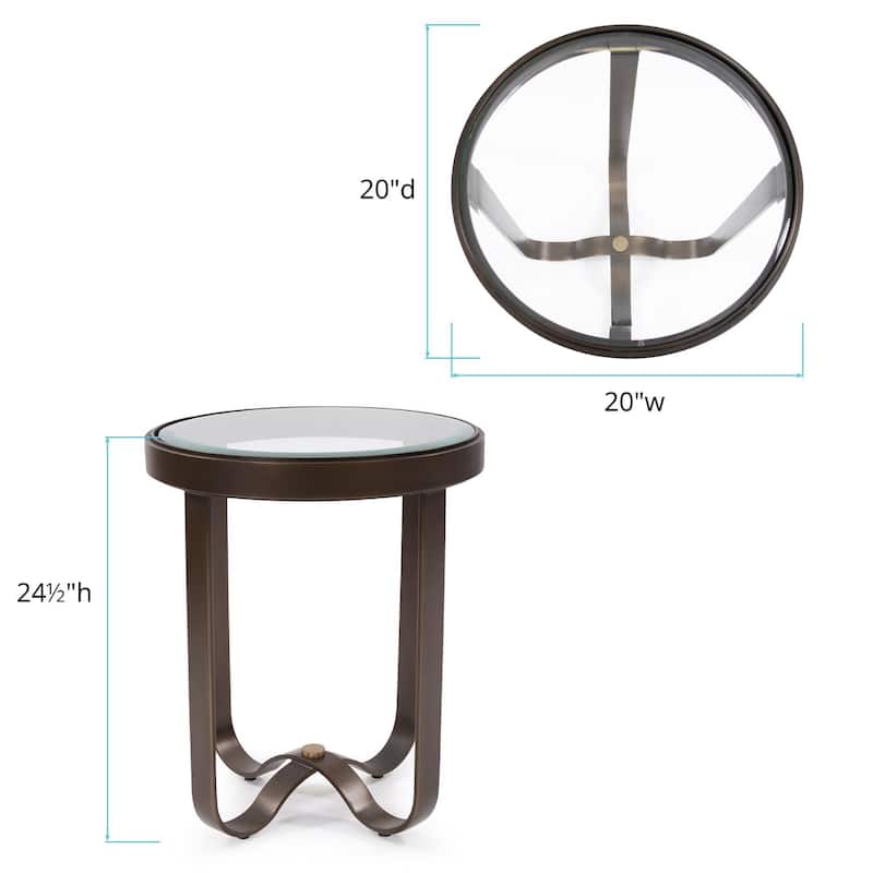Round Metal Side Table - 24.5H x 20D x 20W