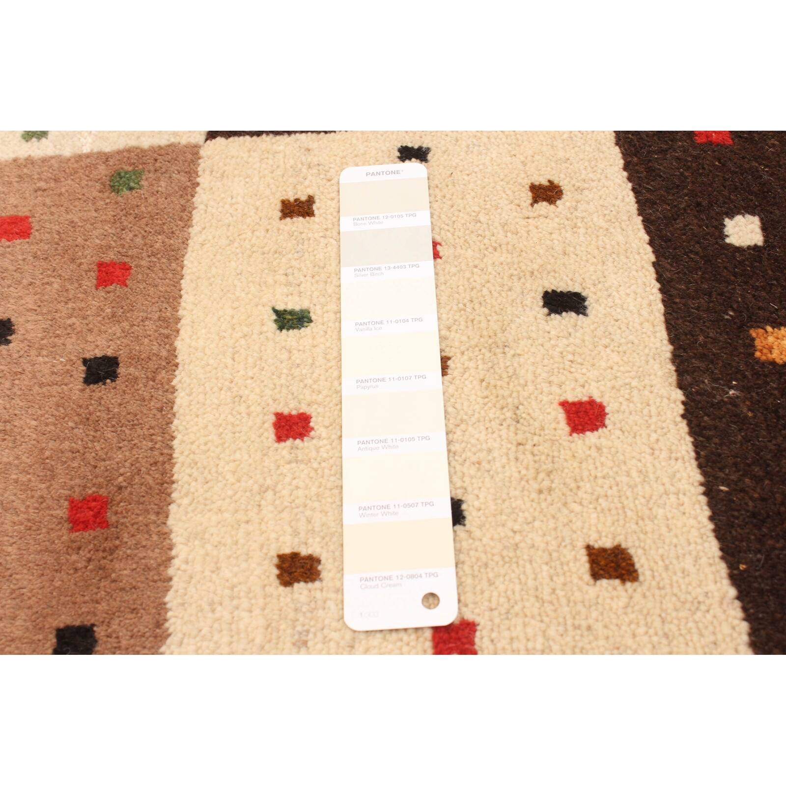 ECARPETGALLERY Handknotted Kashkuli Gabbeh Cream, Brown Wool Rug 4'6