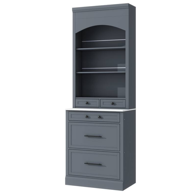 Freestanding Tall Kitchen Cabinet with 5 Storage Drawers and Adjustable Shelf