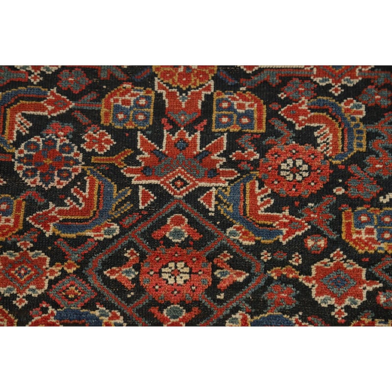 Hand Knotted Oriental 100% Wool Carpet Traditional All-Over Navy Blue & Blues Malayer Runner Rug - 16' 9'' X 3' 7''