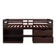 preview thumbnail 8 of 28, Antique Wooden Twin Size Low Loft Bed Frame with 2 Drawers, Multi-layer Shelf, Headboard, Footboard and Guardrails - Unisex