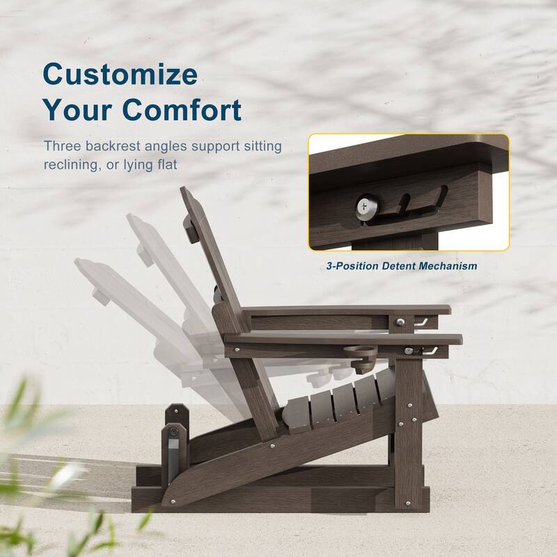 Glider Adirondack Patio Chair, 3-Position Adjust Smooth Motion Chair