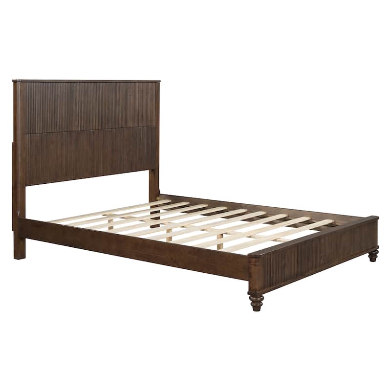 Solid Wood Bed Frame,Queen Platform Bed Frame with Headboard,Tall Headboard Natural Wood Bed ,No Box Spring Needed
