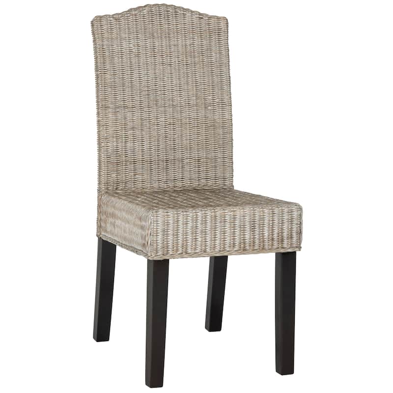 SAFAVIEH Margreet Grey Wicker Dining Chair (Set of 2) - 17.3" x 22" x 38.5" - 17"Wx22"Dx39"H