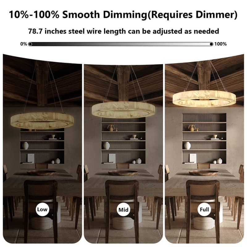 KAYLA D30in Modern Marble Dining Room Chandeliers - Glod
