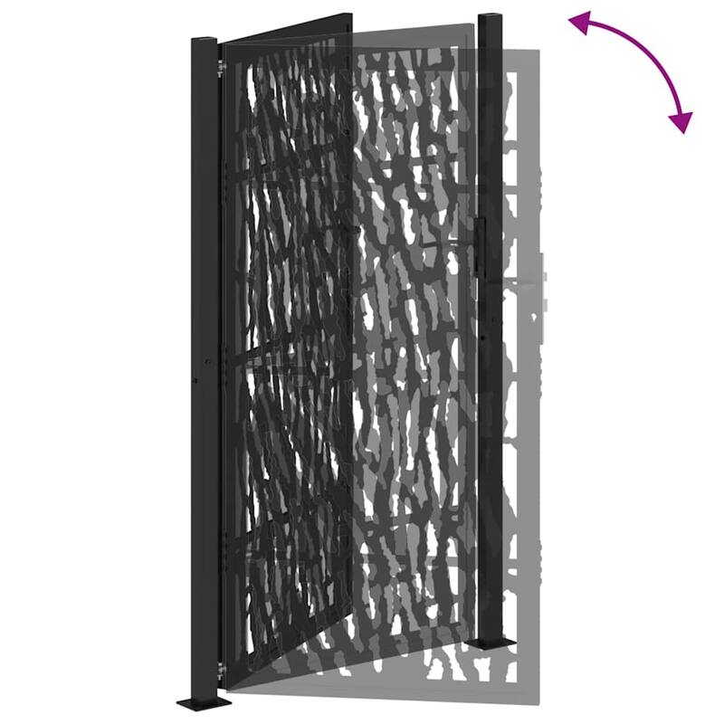 vidaXL Garden Gate Black Steel Leaf Design