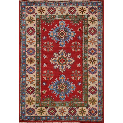 Red Kazak Accent Rug Hand-Knotted Oriental Wool Carpet - 2'9"x 4'1"