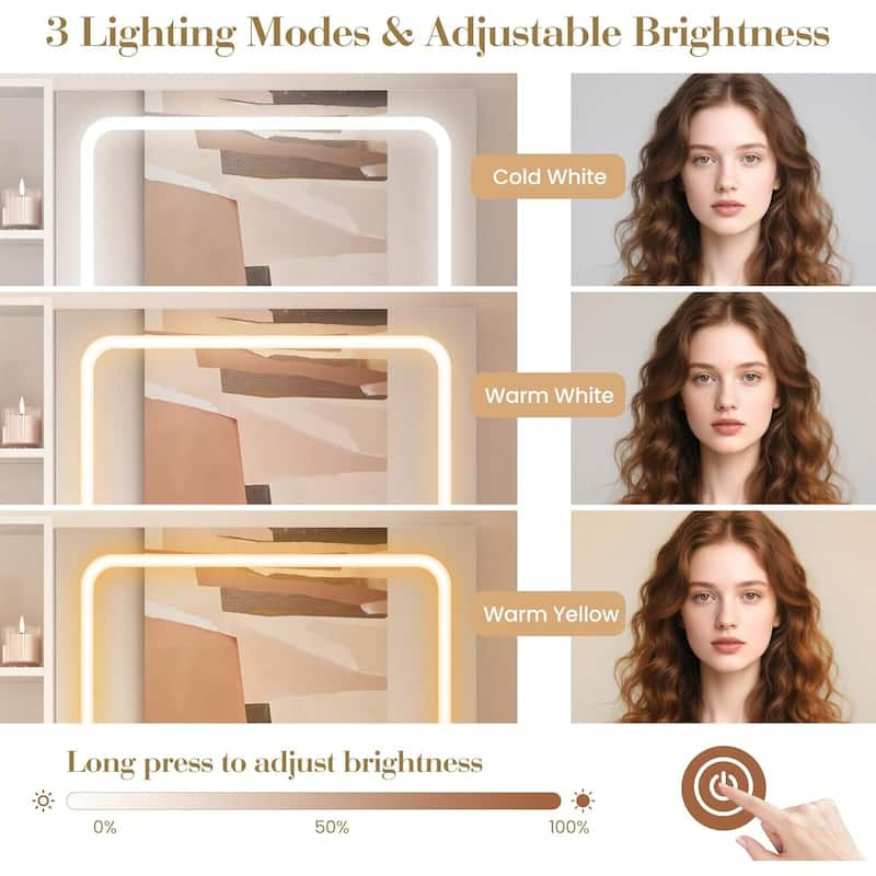 Foldable Panel Makeup Vanity Desk with Lighted Mirror for Compact Space