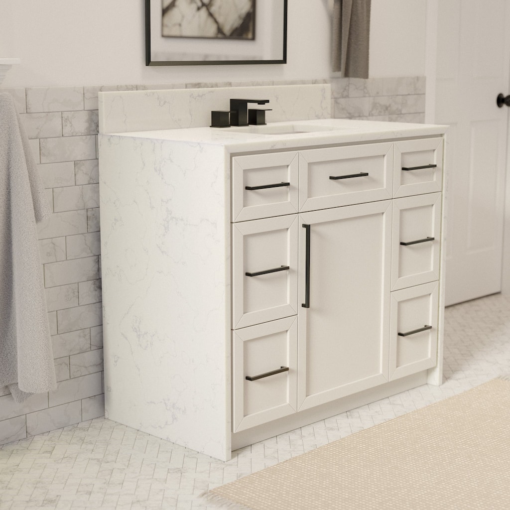 KitchenBathCollection Palisade 42" Waterfall Vanity with Engineered Marble Top
