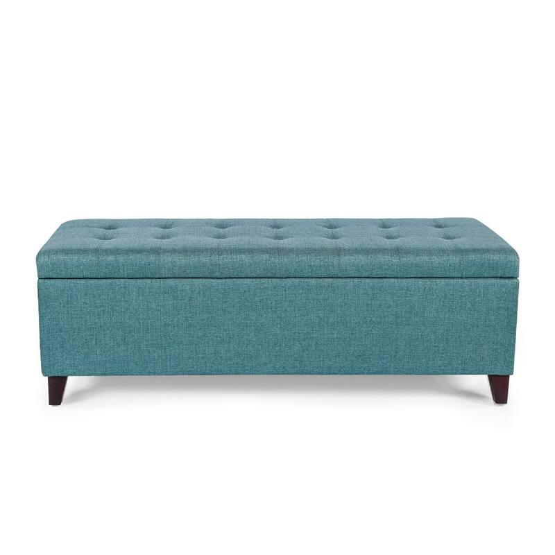 Copper Grove Joaquin Turquoise Blue Fabric Storage Ottoman Bench