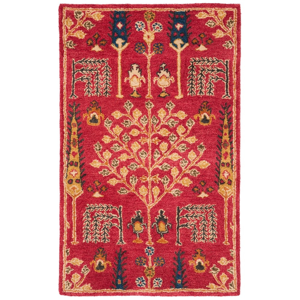 SAFAVIEH Handmade Heritage Picture Block Floral Traditional Oriental Wool Rug