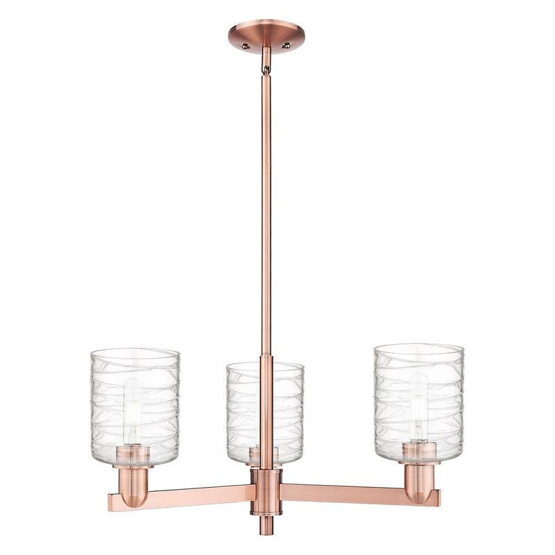 Innovations Lighting Endless Possibilities Arcadia - Cobbleskill - 3 Light 27" Stem Hung Chandelier - Deco Swirl/Antique Copper